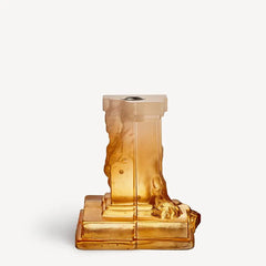 Rocky Baroque Candlestick Amber Haze Medium Kosta Boda
