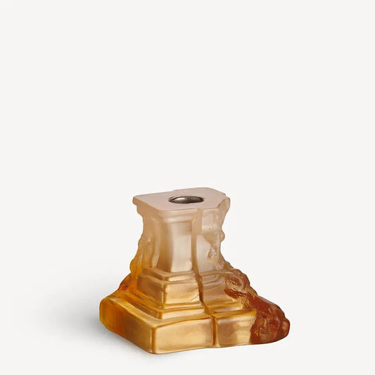 Rocky Baroque Candlestick Amber Haze Small Kosta Boda