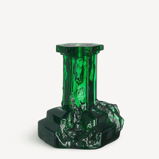Rocky Baroque Candlestick Emerald Green Large Kosta Boda