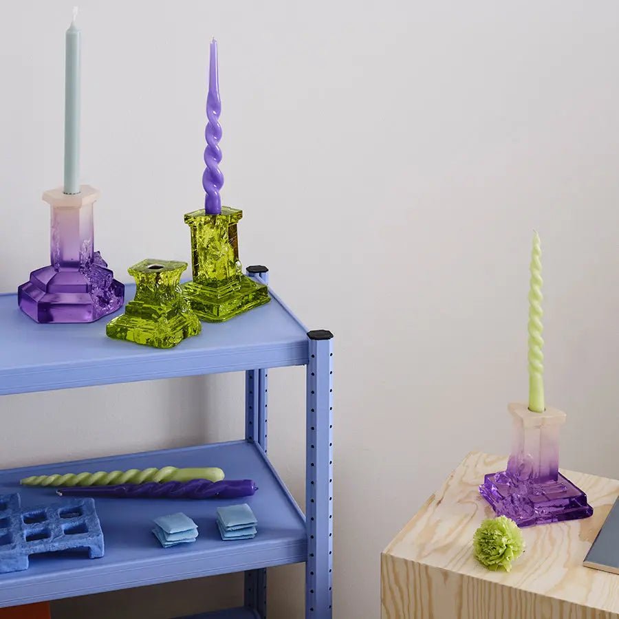 Rocky Baroque Candlestick Lilac Haze Large Kosta Boda