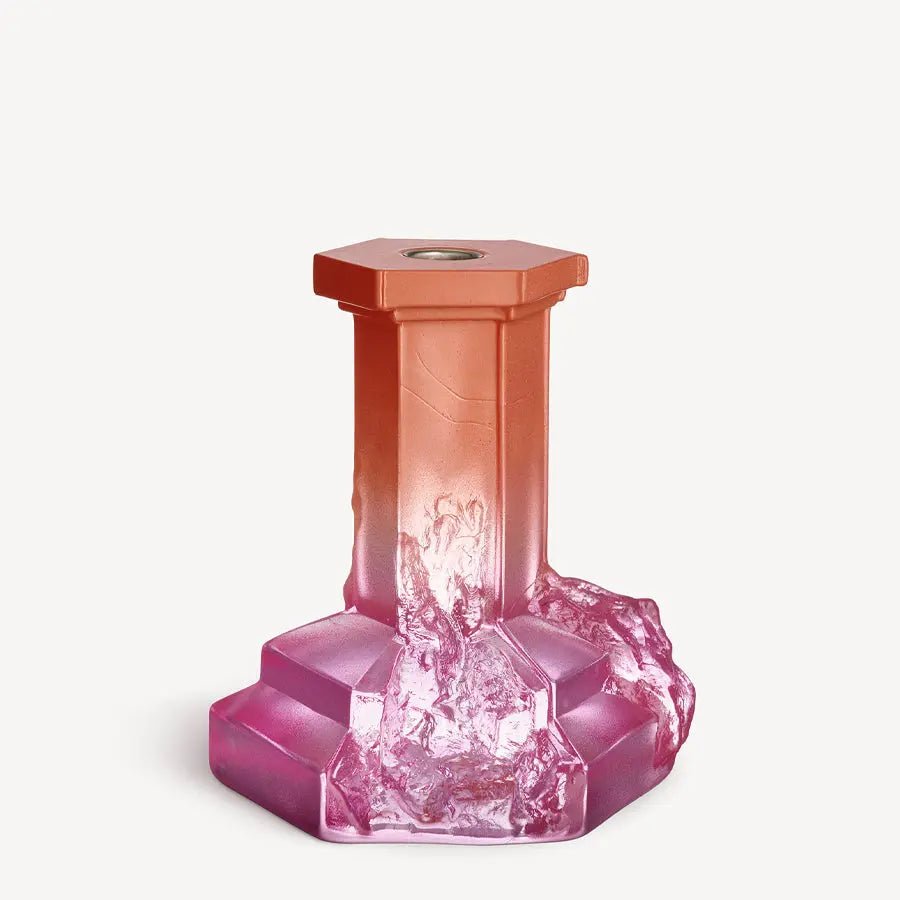 Rocky Baroque Candlestick Spicy Rose Large Kosta Boda