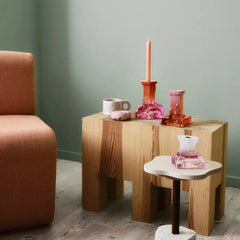 Rocky Baroque Candlestick Spicy Rose Small Kosta Boda