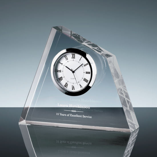 Rosslea Crystal Desk Clock – Luxury Executive Gift crystal edge - Crystal House