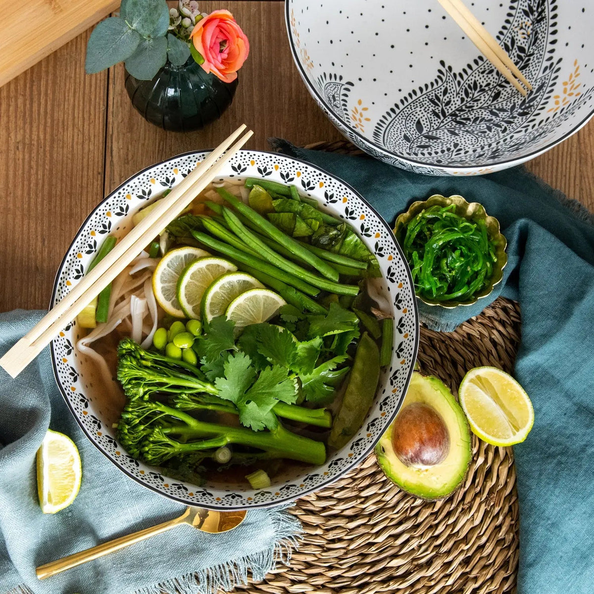 Sara Miller Artisanne Noir Noodle Bowl S/2 Portmeirion