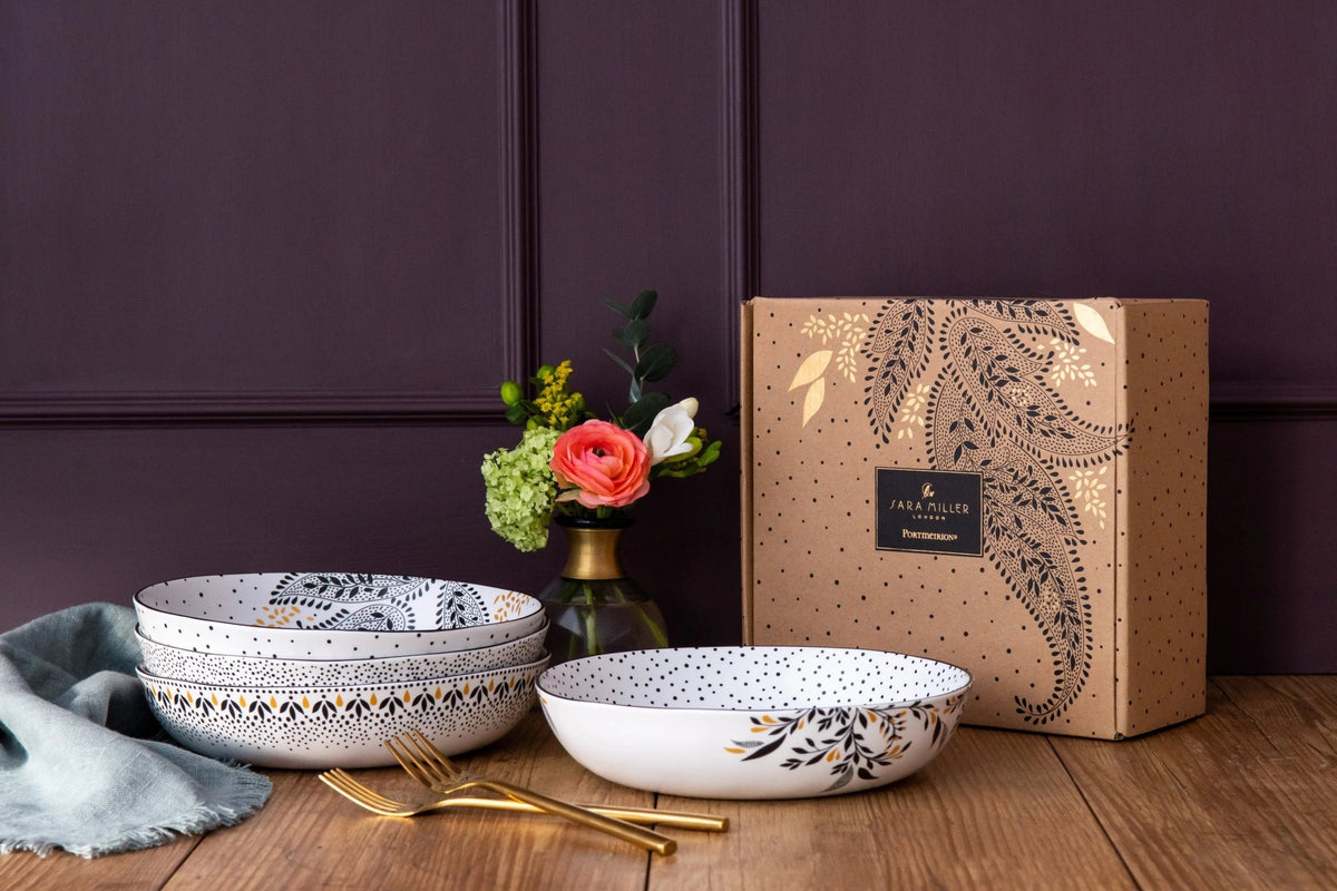 Sara Miller Artisanne Noir Pasta Bowl S/4 Portmeirion