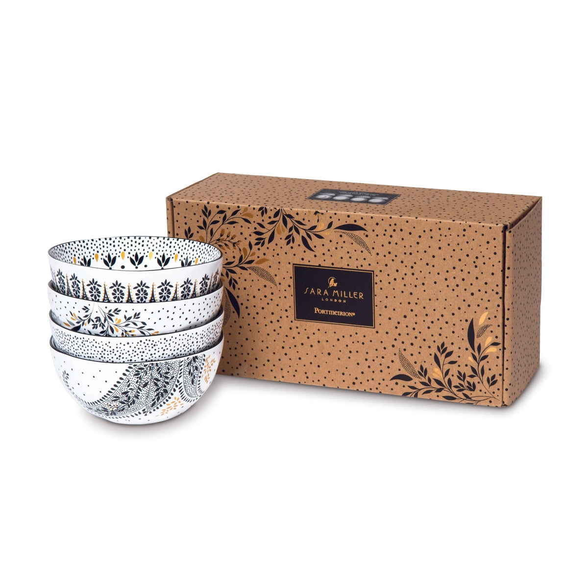 Sara Miller Artisanne Noir Rice Bowl S/4 Portmeirion