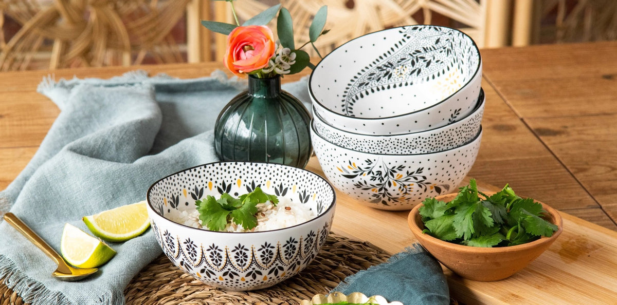 Sara Miller Artisanne Noir Rice Bowl S/4 Portmeirion