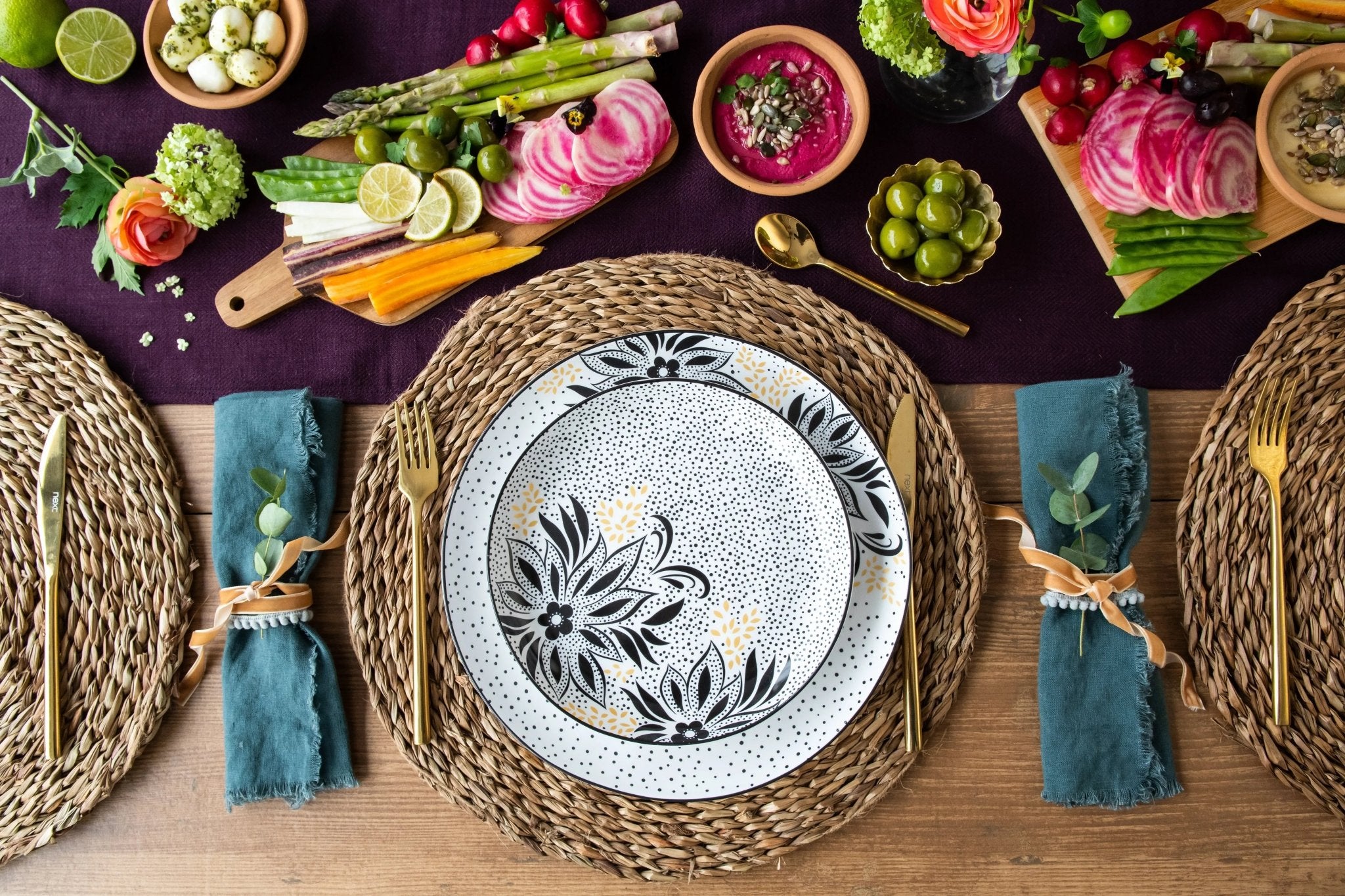 Sara Miller Artisanne Noir Salad Plate S/4 Portmeirion