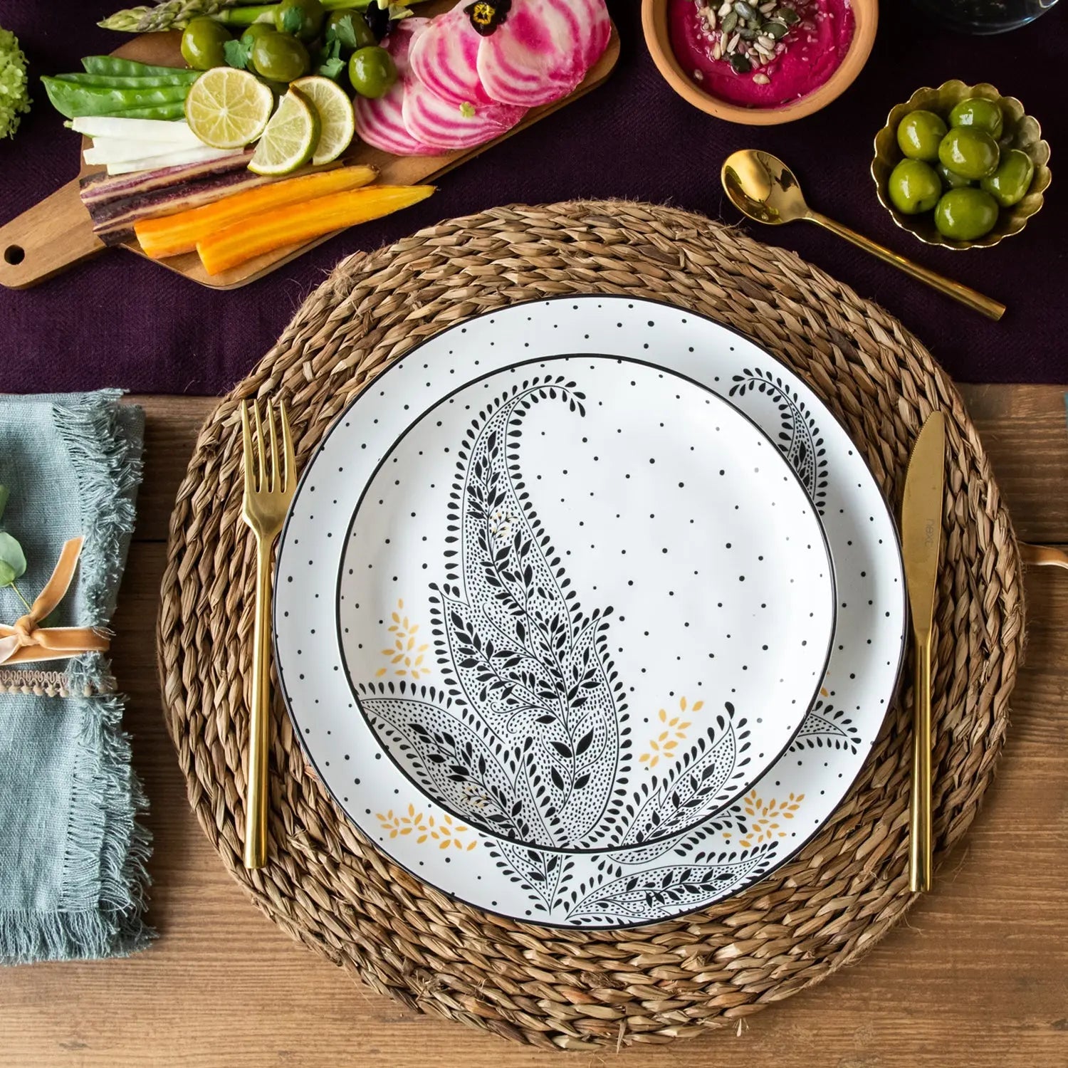 Sara Miller Artisanne Noir Salad Plate S/4 Portmeirion