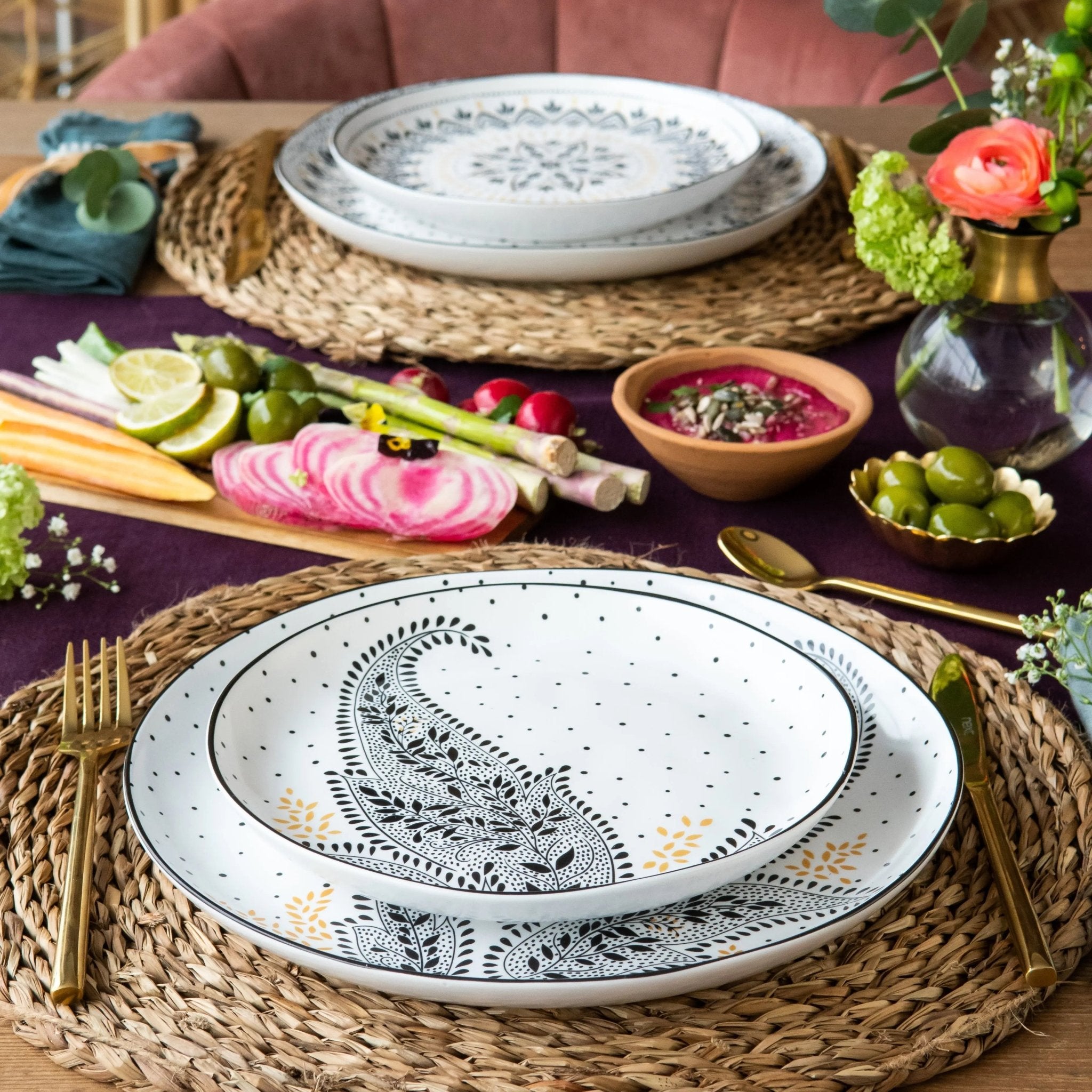 Sara Miller Artisanne Noir Salad Plate S/4 Portmeirion