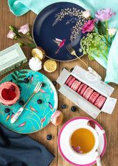 Sara Miller Chelsea Collection S/4 Plates - Assorted (Dark Grey, Pink, Navy, Green) Portmeirion