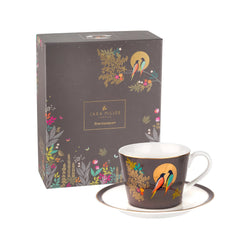 Sara Miller - Chelsea Collection Teacup and Saucer - Dark Grey Portmeirion