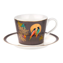 Sara Miller - Chelsea Collection Teacup and Saucer - Dark Grey Portmeirion