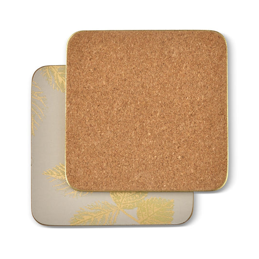Sara Miller - London Etched Leaves Coasters Set of 6 Light Grey Portmeirion - Crystal House