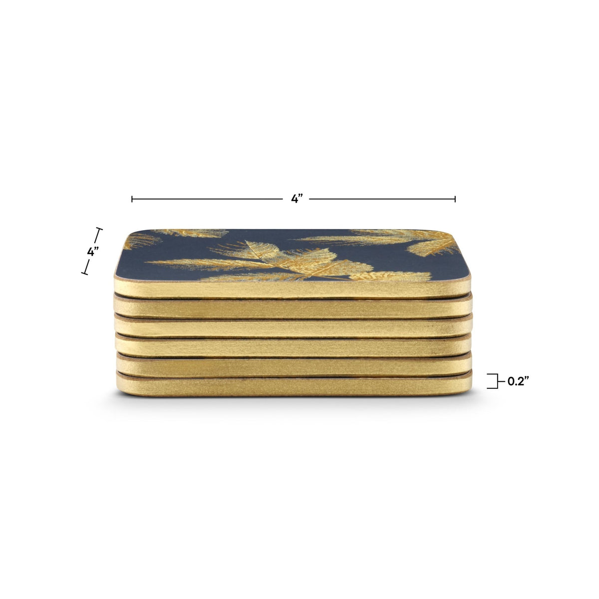 Sara Miller - London Etched Leaves Coasters Set of 6 Navy Portmeirion - Crystal House