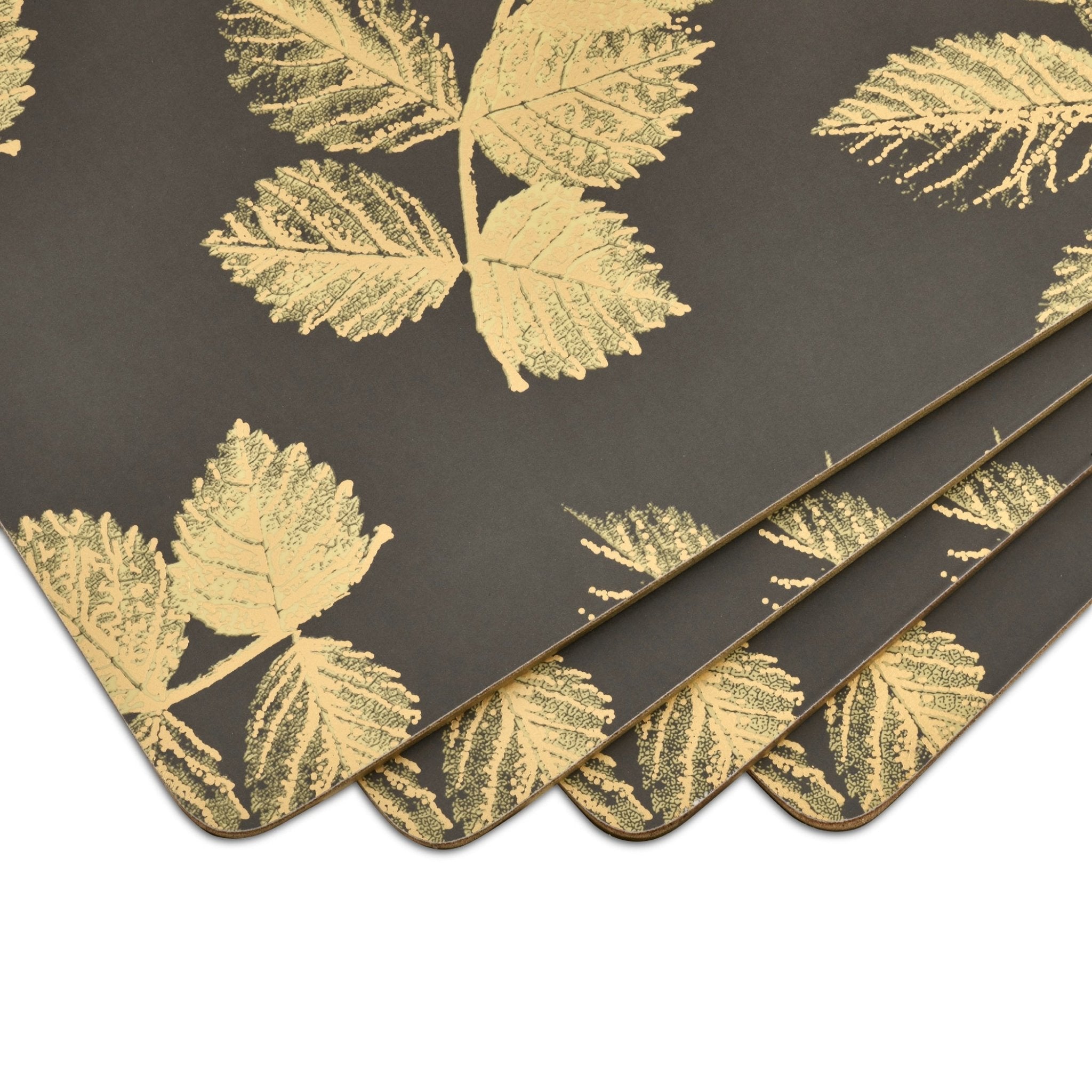 Sara Miller - London Etched Leaves Large Placemats Set of 4 Dark Grey Portmeirion - Crystal House