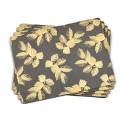 Sara Miller - London Etched Leaves Large Placemats Set of 4 Dark Grey Portmeirion - Crystal House