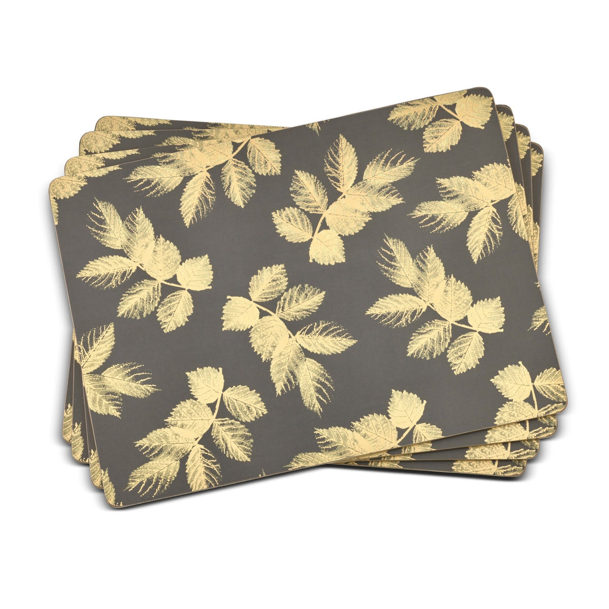 Sara Miller - London Etched Leaves Large Placemats Set of 4 Dark Grey Portmeirion - Crystal House