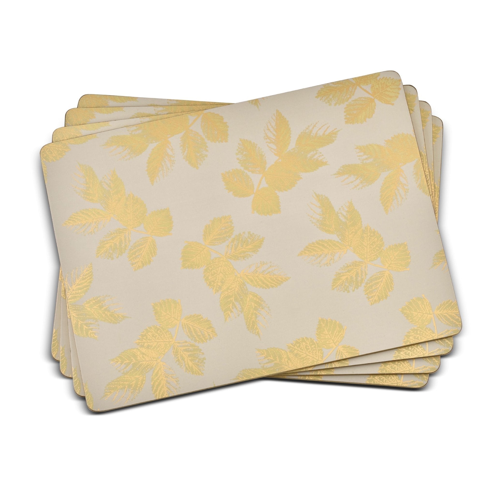 Sara Miller - London Etched Leaves Placemats Set of 4 Light Grey - Large Size Portmeirion - Crystal House