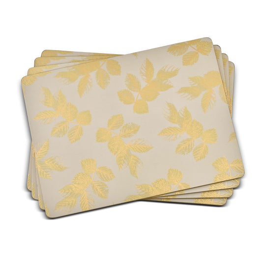 Sara Miller - London Etched Leaves Placemats Set of 4 Light Grey - Large Size Portmeirion - Crystal House