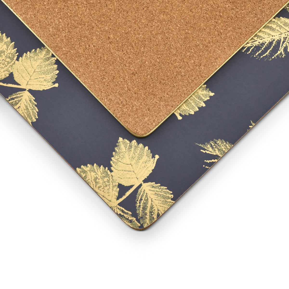 Sara Miller - London Etched Leaves Placemats Set of 4 Navy - Large Size Portmeirion - Crystal House