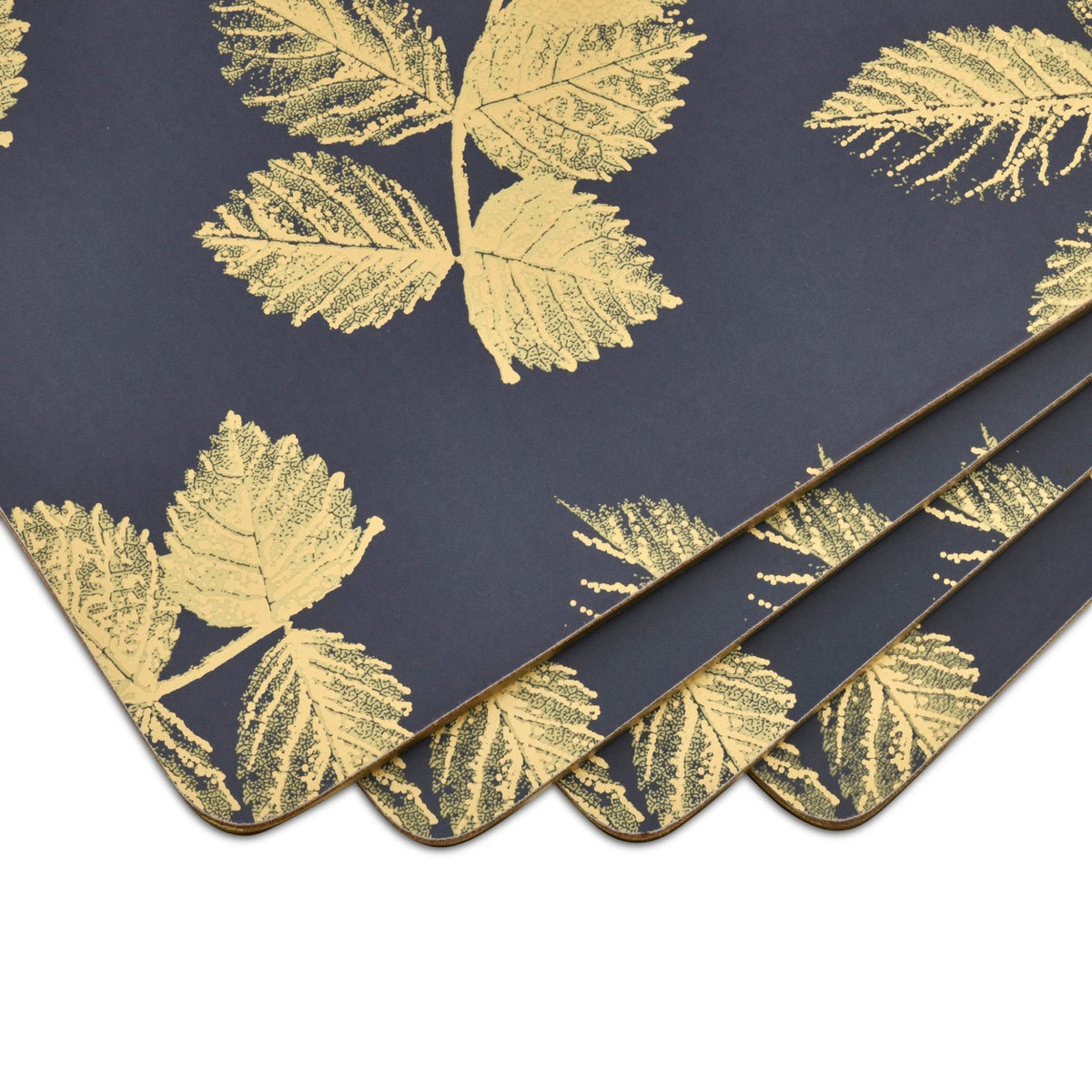 Sara Miller - London Etched Leaves Placemats Set of 4 Navy - Large Size Portmeirion - Crystal House