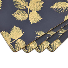 Sara Miller - London Etched Leaves Placemats Set of 4 Navy - Large Size Portmeirion - Crystal House
