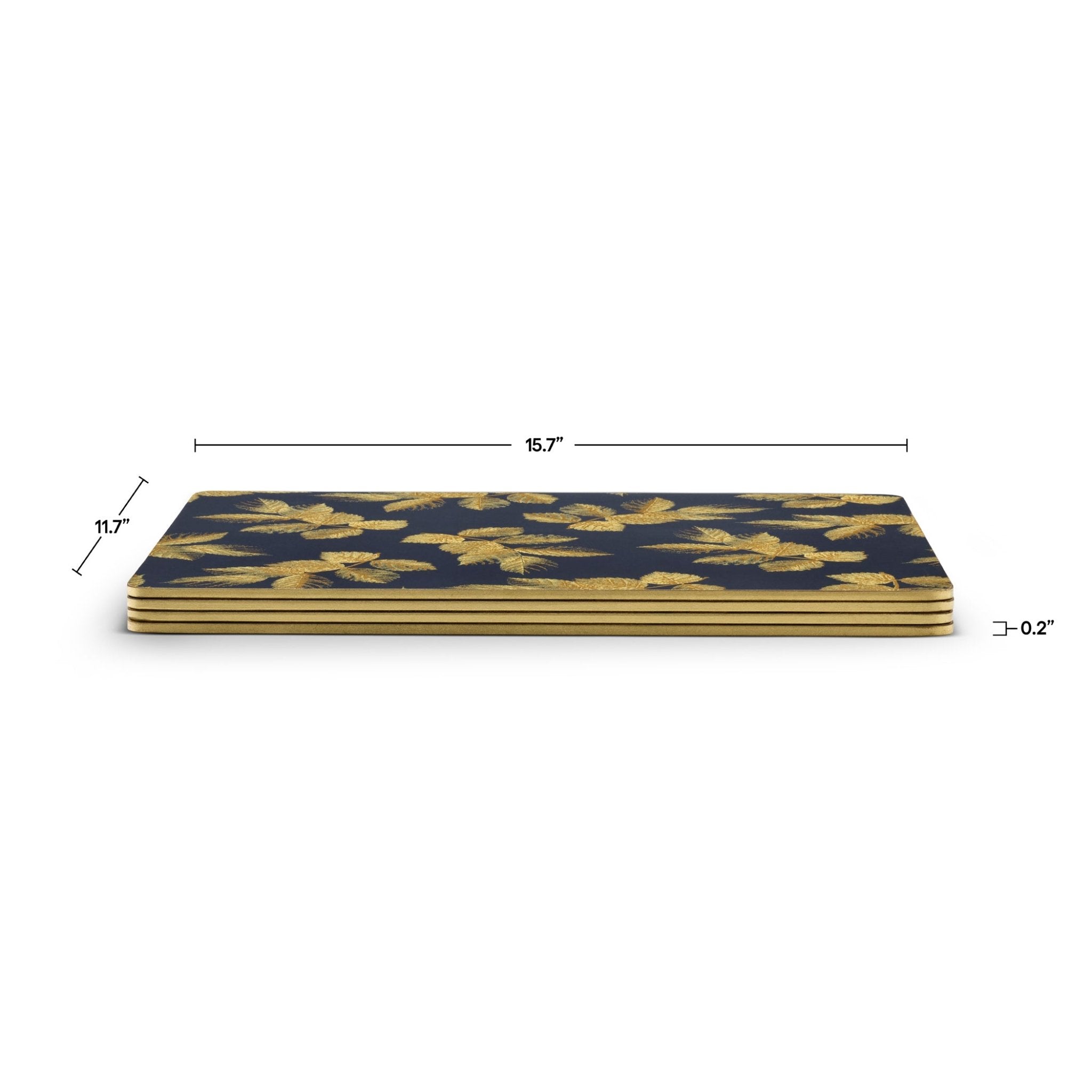 Sara Miller - London Etched Leaves Placemats Set of 4 Navy - Large Size Portmeirion - Crystal House