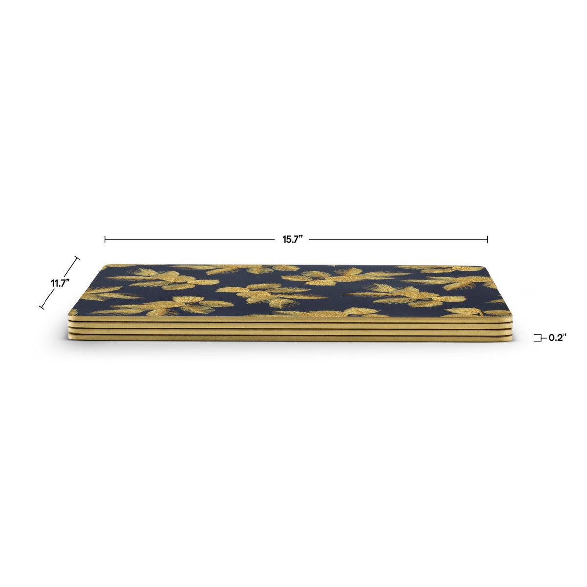 Sara Miller - London Etched Leaves Placemats Set of 4 Navy - Large Size Portmeirion - Crystal House