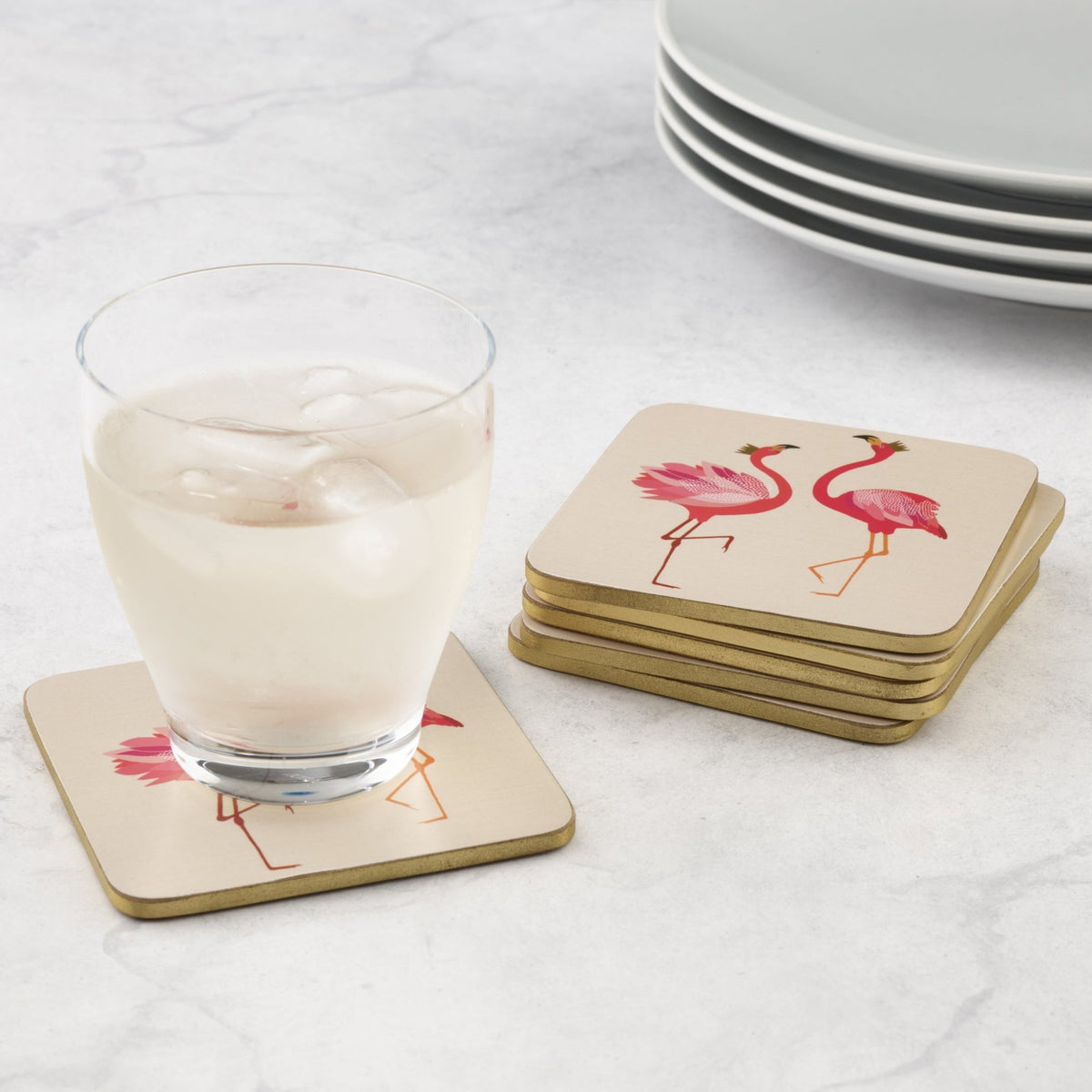 Sara Miller - London The Flamingo Coasters Set of 6 Portmeirion - Crystal House
