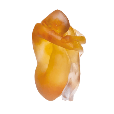Daum Secret d'Amour Amber Crystal Female Sculpture by Sylvie Mangaud