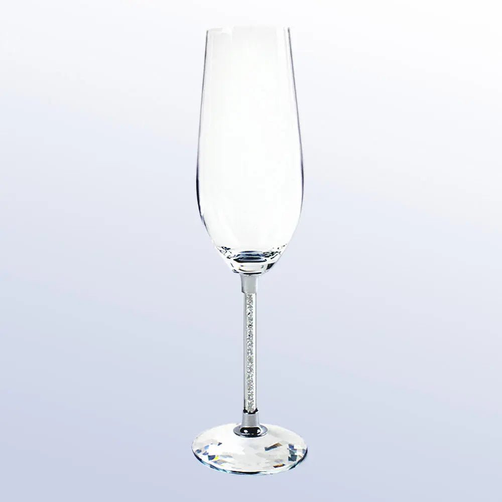 SILVER WEDDING CHAMPAGNE FLUTE SET 9-1/2"H Crystal House - Prism