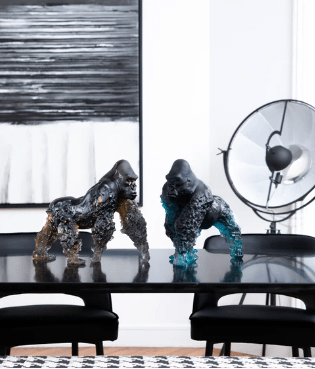 Silverback Gorilla in Blue Grey by Jean - No Daum - Crystal House