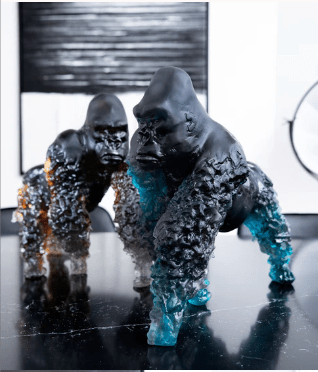 Silverback Gorilla in Blue Grey by Jean - No Daum - Crystal House
