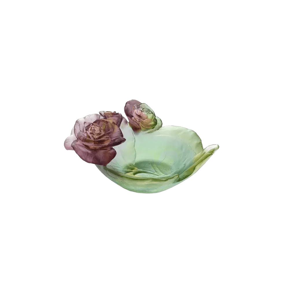 Small Rose Passion Bowl in Red & Purple Daum