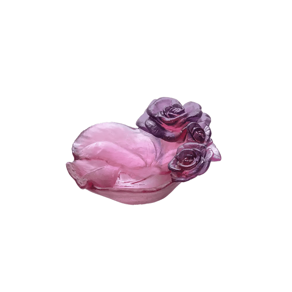 Small Rose Passion Bowl in Red & Purple Daum