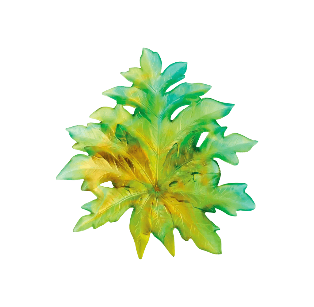 Small Short-Fixture Bornéo Wall Leaf in Green by Emilio Robba Daum