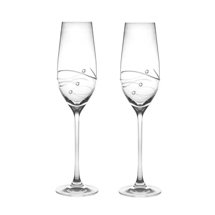 Sparkle 2 Champagne Flutes with space for bottle, 7 oz. Crystal House