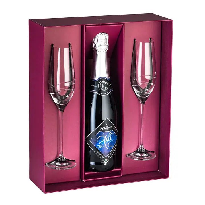 Sparkle 2 Champagne Flutes with space for bottle, 7 oz. Crystal House