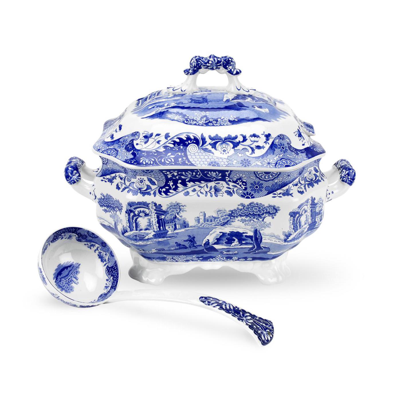 Blue Italian Serveware Soup Tureen & Ladle Spode