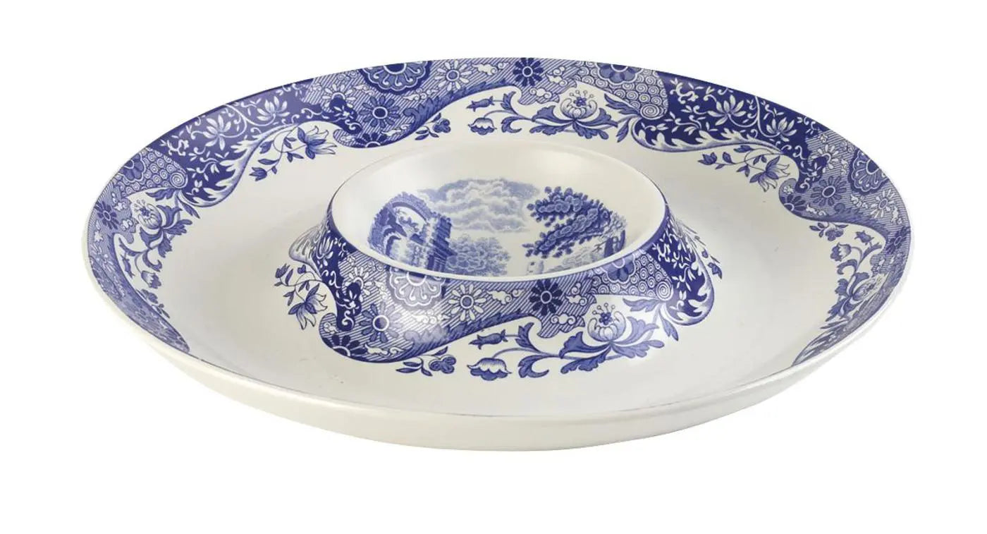 Blue Italian Serveware Chip & Dip Spode