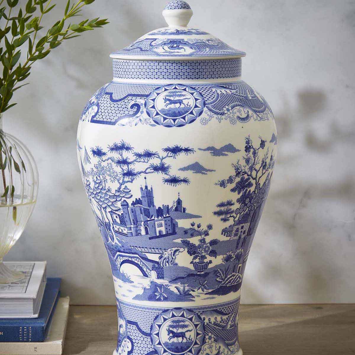 Spode Blue Italian Gothic Castle Vase Spode - Crystal House