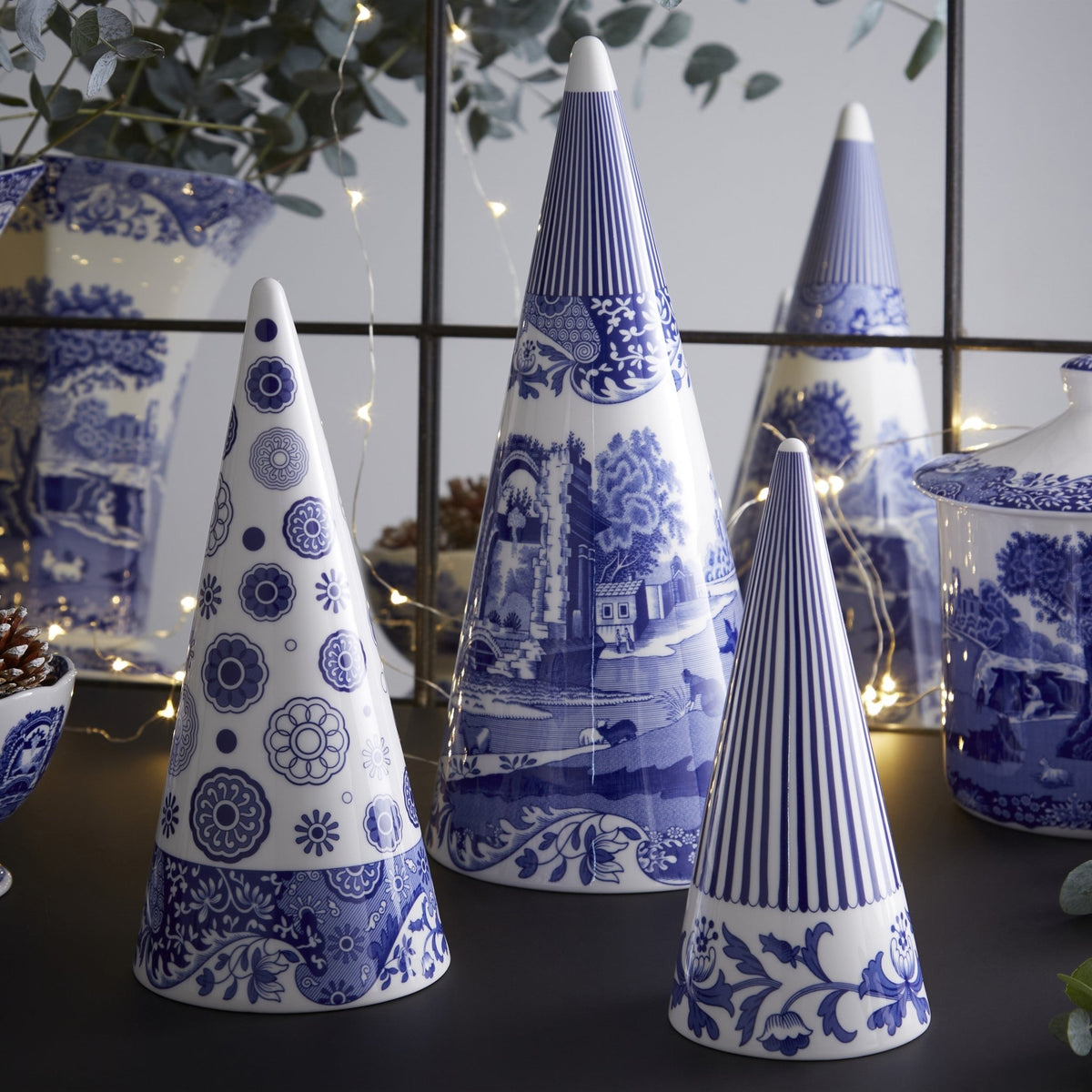 Spode Blue Italian Large Decorative Cone Spode - Crystal House