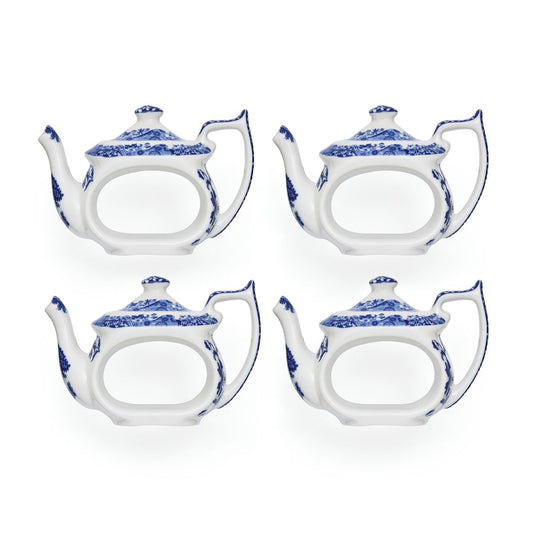 Spode Blue Italian Teapot Napkin Rings, Set of 4 Spode - Crystal House