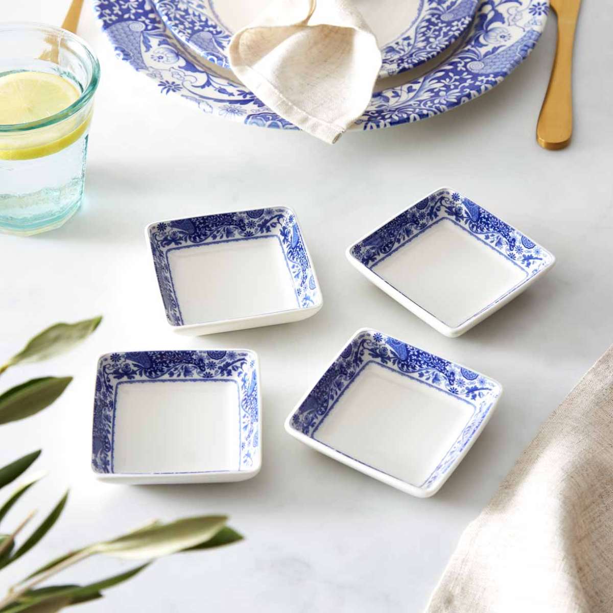 Spode Brocato Set of 4 Square Dishes Spode - Crystal House