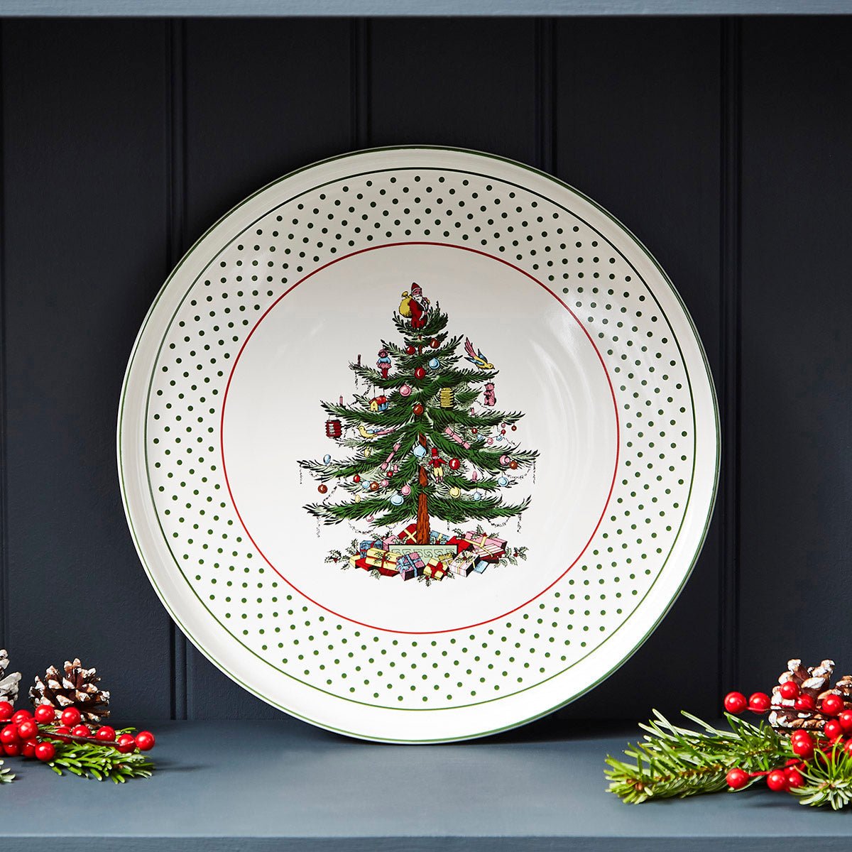 Spode Christmas Tree Polka Dot 13" Lazy Susan Spode - Crystal House