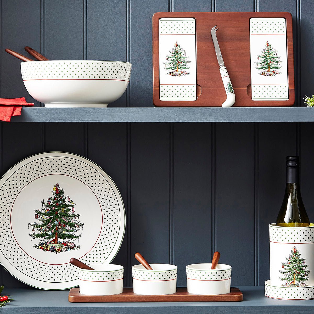 Spode Christmas Tree Polka Dot 13" Lazy Susan Spode - Crystal House