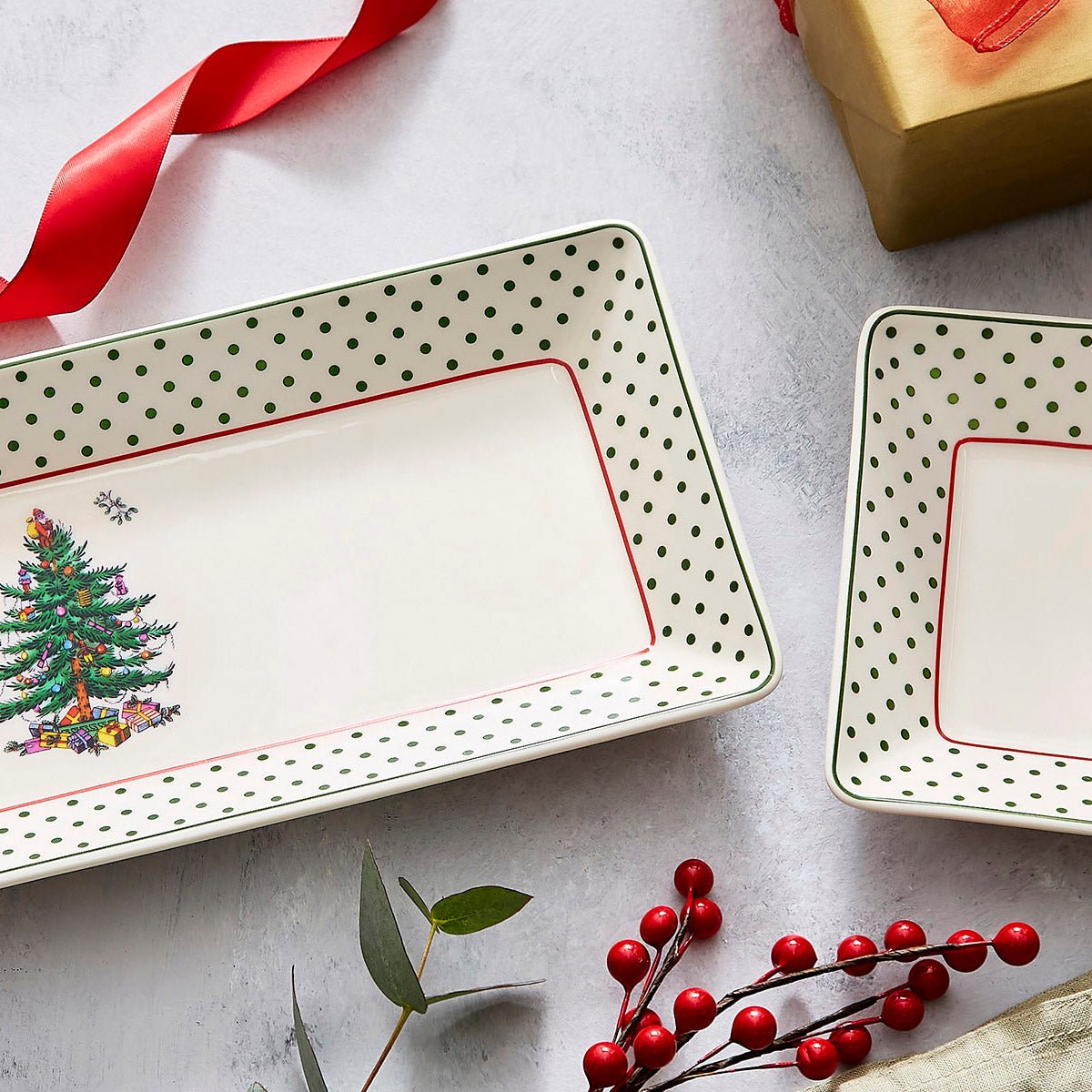 Spode Christmas Tree Polka Dot 3 Piece Nesting Tray Spode - Crystal House