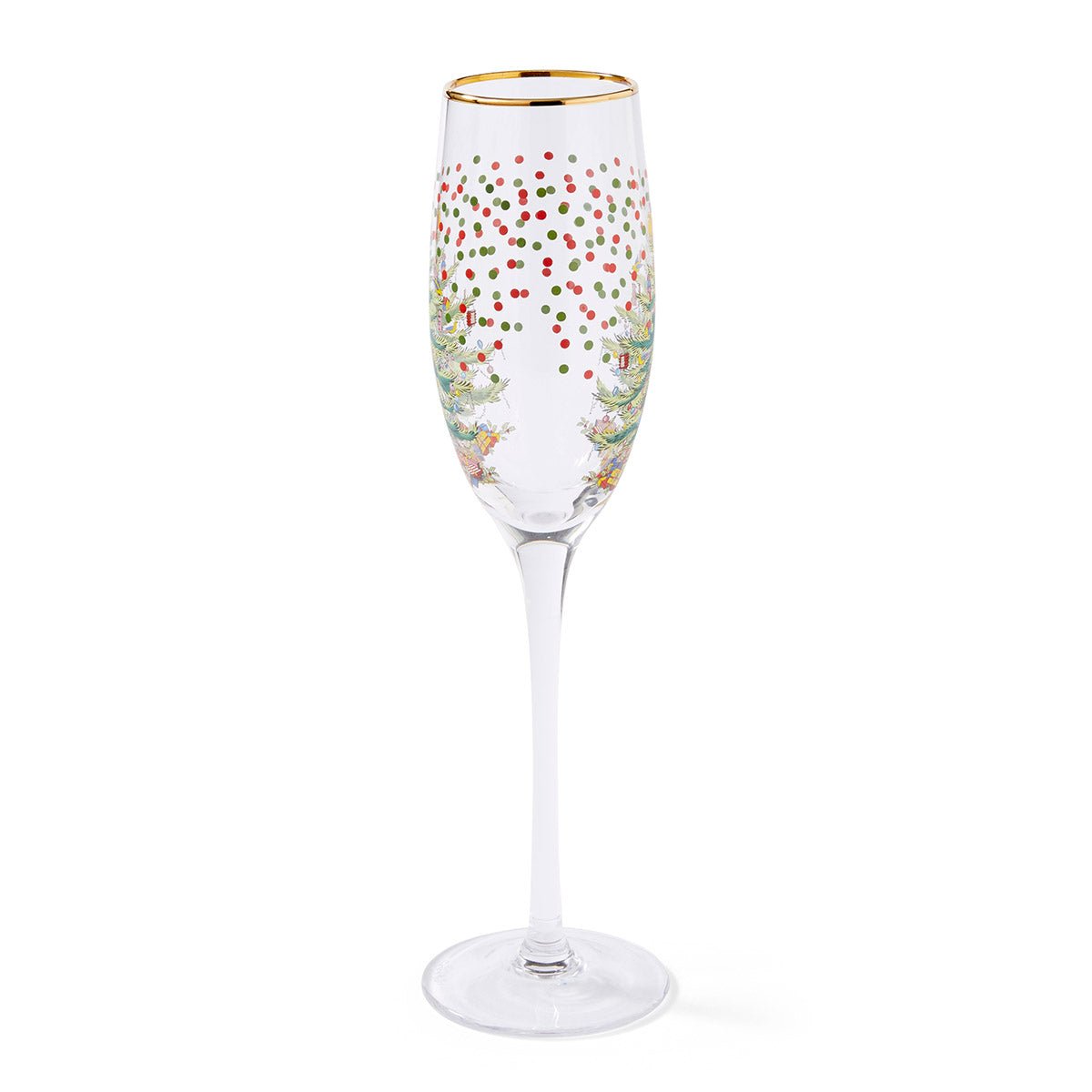 Spode Christmas Tree Polka Dot Champagne Flutes Spode - Crystal House