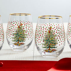Spode Christmas Tree Polka Dot Wine Glasses set of 4 Spode - Crystal House